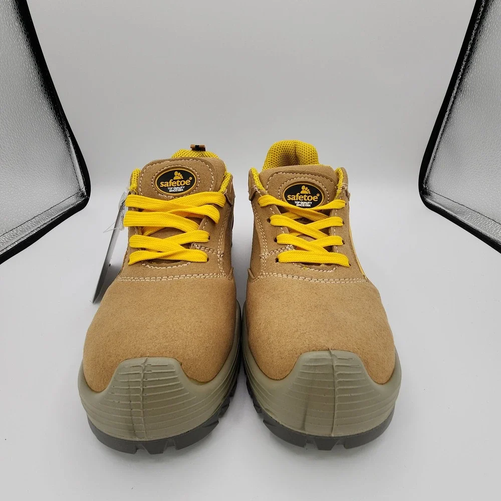 Safetoe Mens Safety Shoes Mens 6 / Womens 8 Steel Toe Work Cow Leather Suede NEW